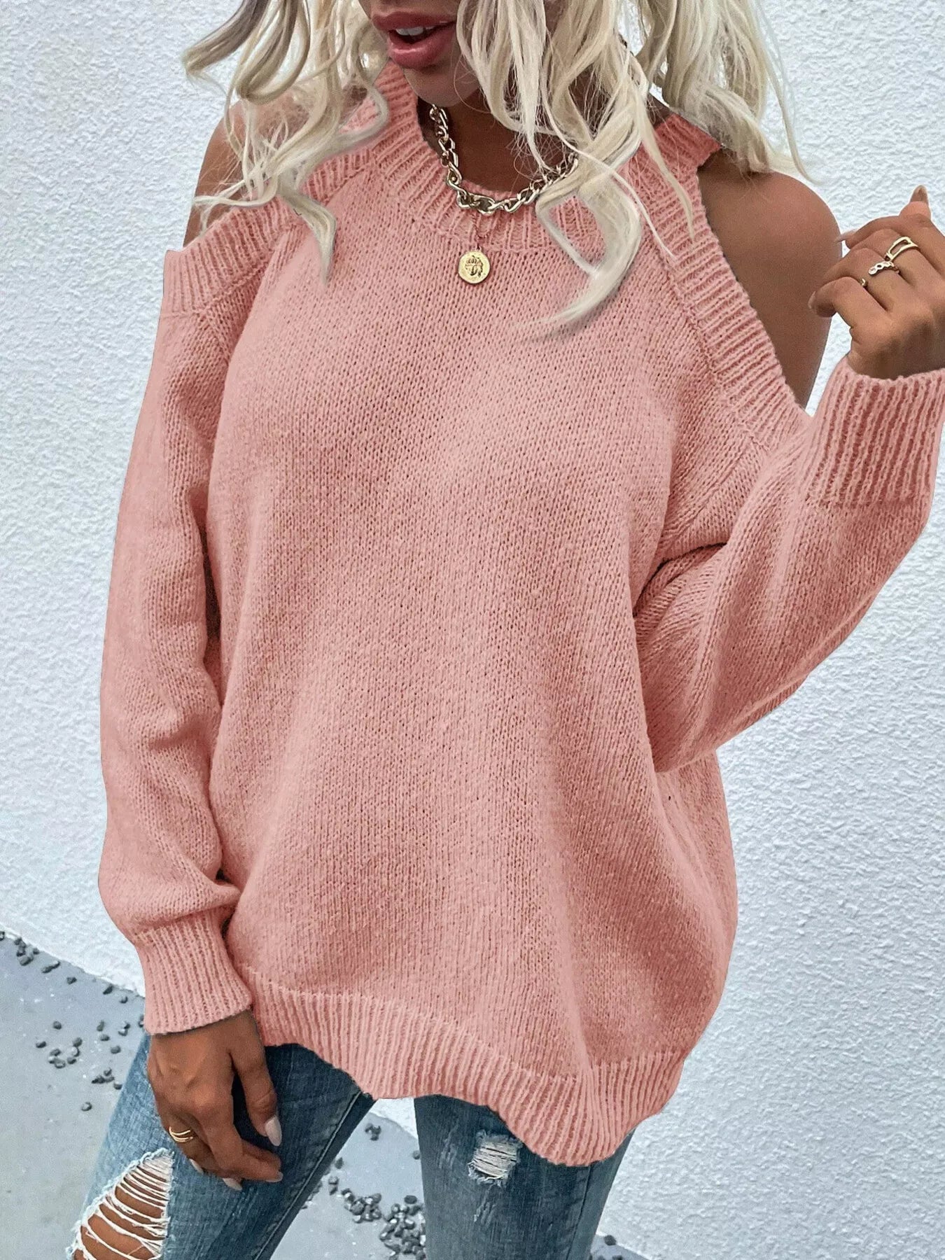 Cold Shoulder Knit Sweater - Tigbul's Variety Fashion Shop