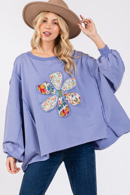 SAGE + FIG Flower Patch Dropped Shoulder Oversize Top - Tigbul's Variety Fashion Shop