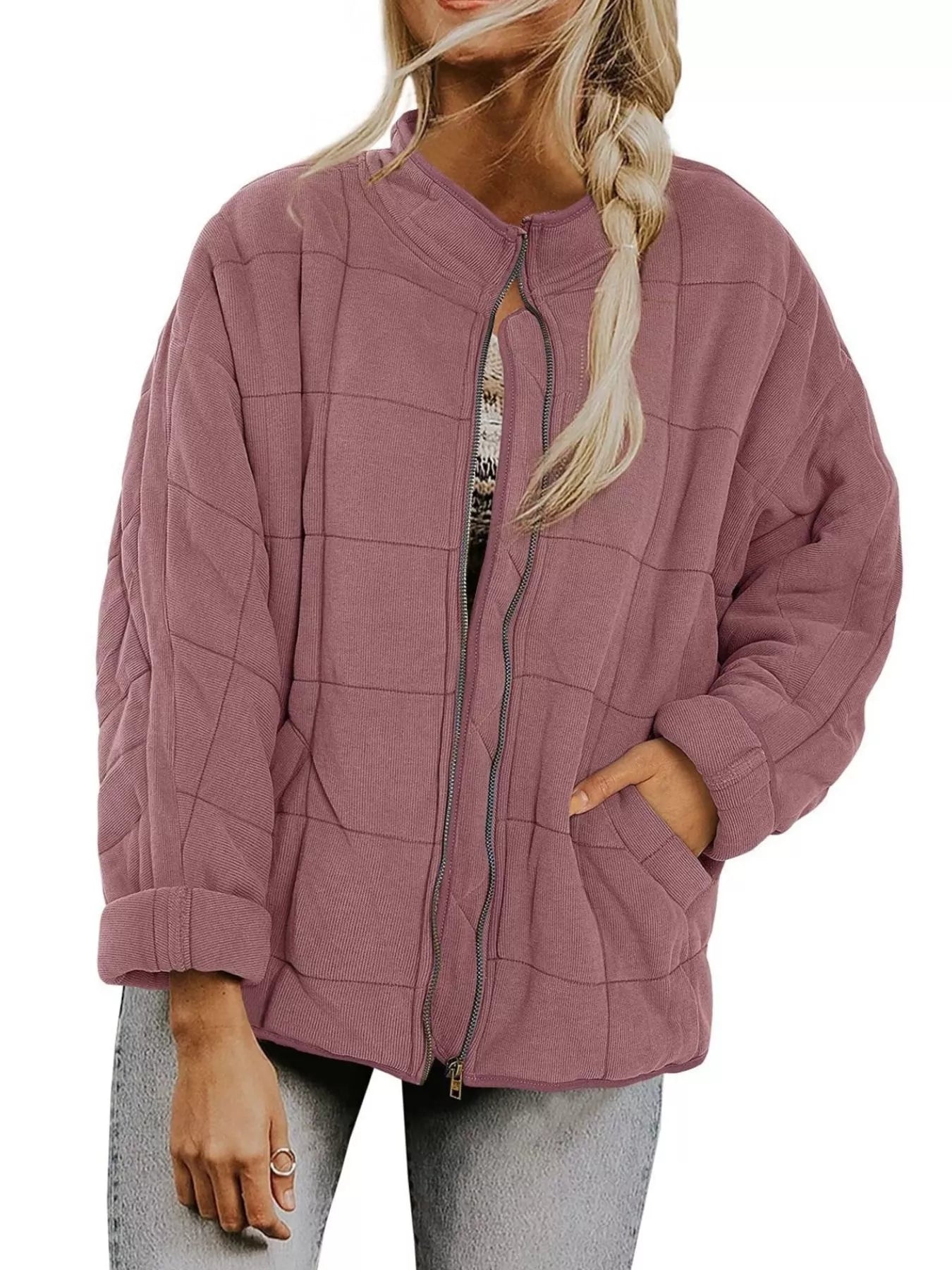 Quilted Zip Up Outerwear - Tigbul's Variety Fashion Shop