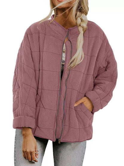 Quilted Zip Up Outerwear - Tigbul's Variety Fashion Shop
