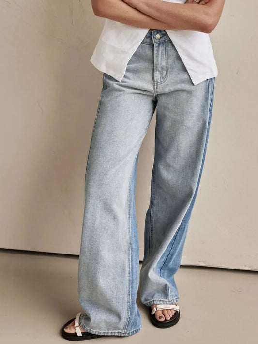 Blue Wide Leg Jeans with Pockets - Tigbul's Variety Fashion Shop