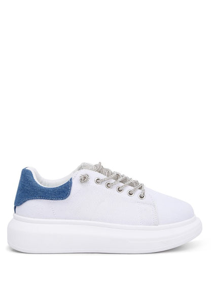 Jaxen Rhinestones Lace Up Sneakers - Tigbuls Variety Fashion