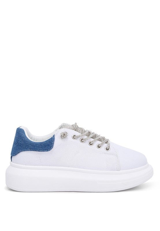 Jaxen Rhinestones Lace Up Sneakers - Tigbuls Variety Fashion