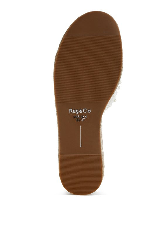Yakna Pearl Embellished Woven Flats - Tigbul's Variety Fashion Shop