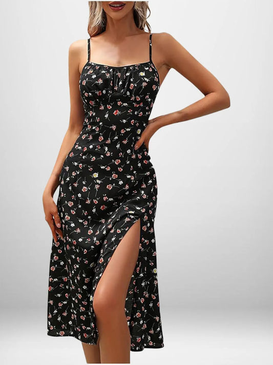 Full Size Slit Printed Cami Midi Dress Plus Size - Tigbul's Variety Fashion Shop