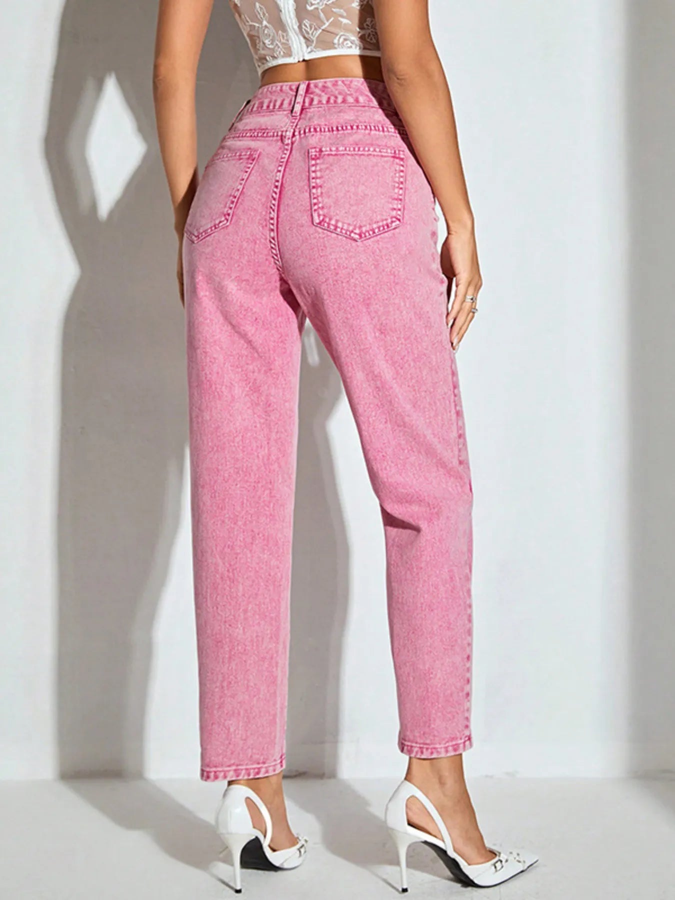 High-Waisted Wash Straight Leg Jeans - Tigbul's Variety Fashion Shop