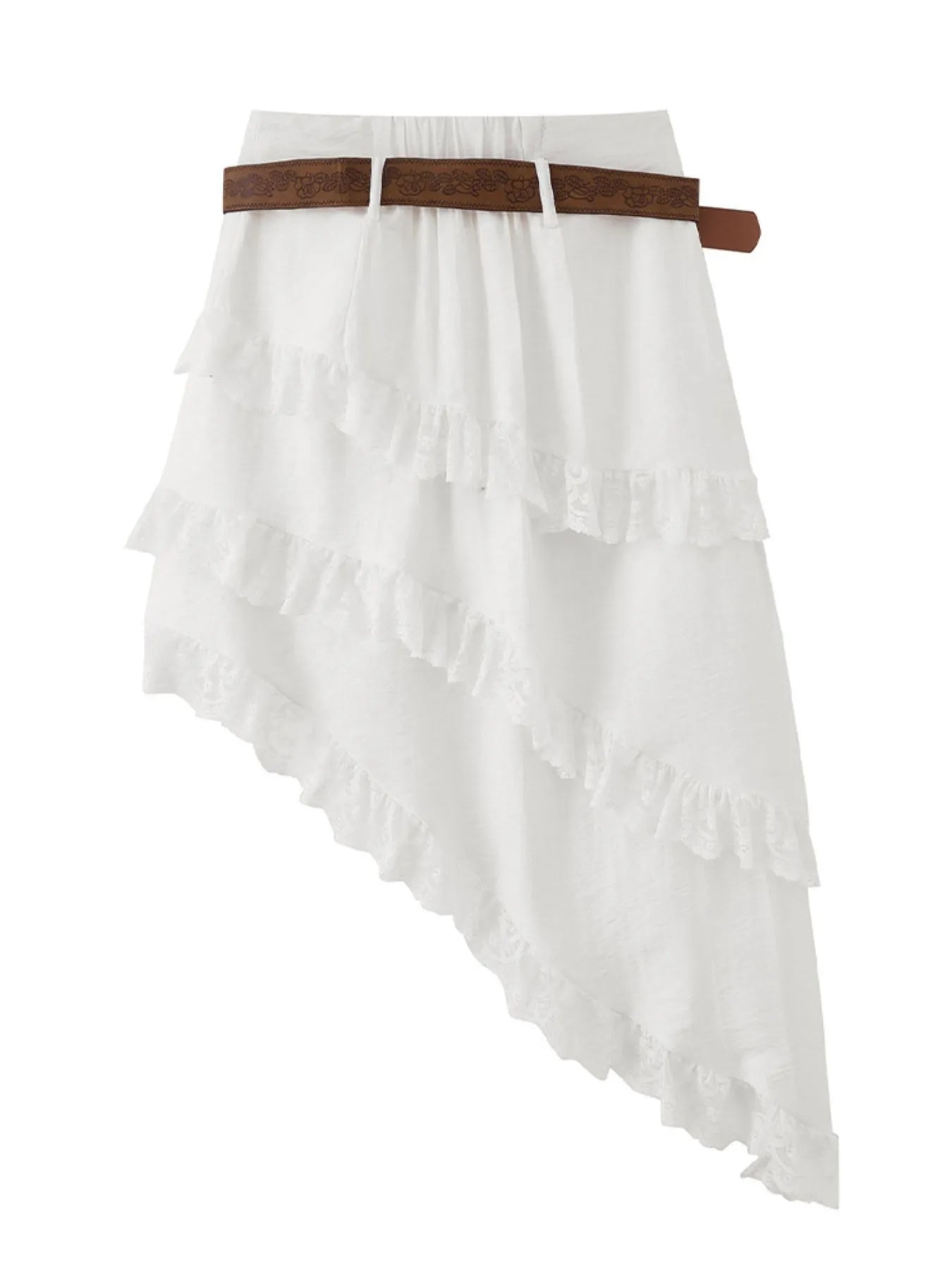 Asymmetrical Lace Ruffle Skirt - Tigbul's Variety Fashion Shop