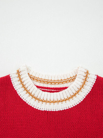 MERRY Contrast Edge Drop Shoulder Christmas Sweater - Tigbul's Variety Fashion Shop