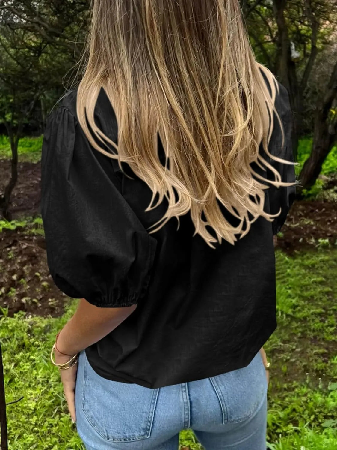 Button Down Puff Sleeve Shirt - Tigbul's Variety Fashion Shop