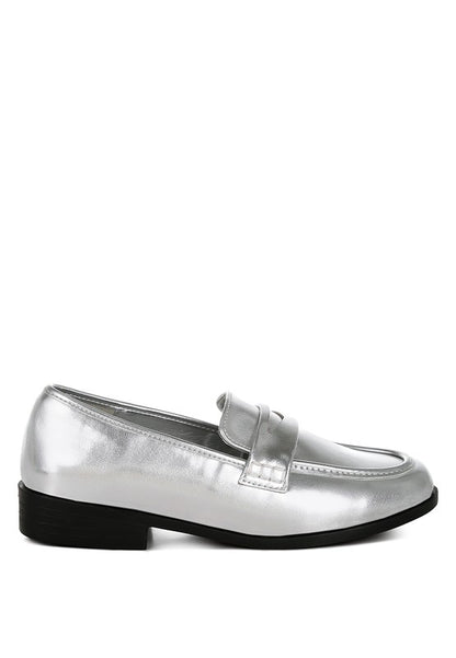 Rugle Metallic Faux Leather Flat Loafers - Tigbul's Variety Fashion Shop