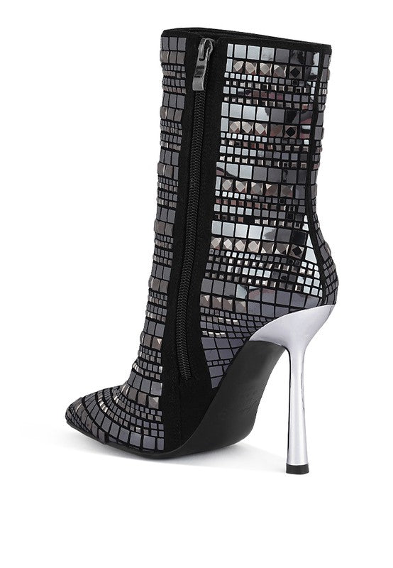 Extravagance Mirror Embellished Stiletto Boots - Tigbul's Variety Fashion Shop