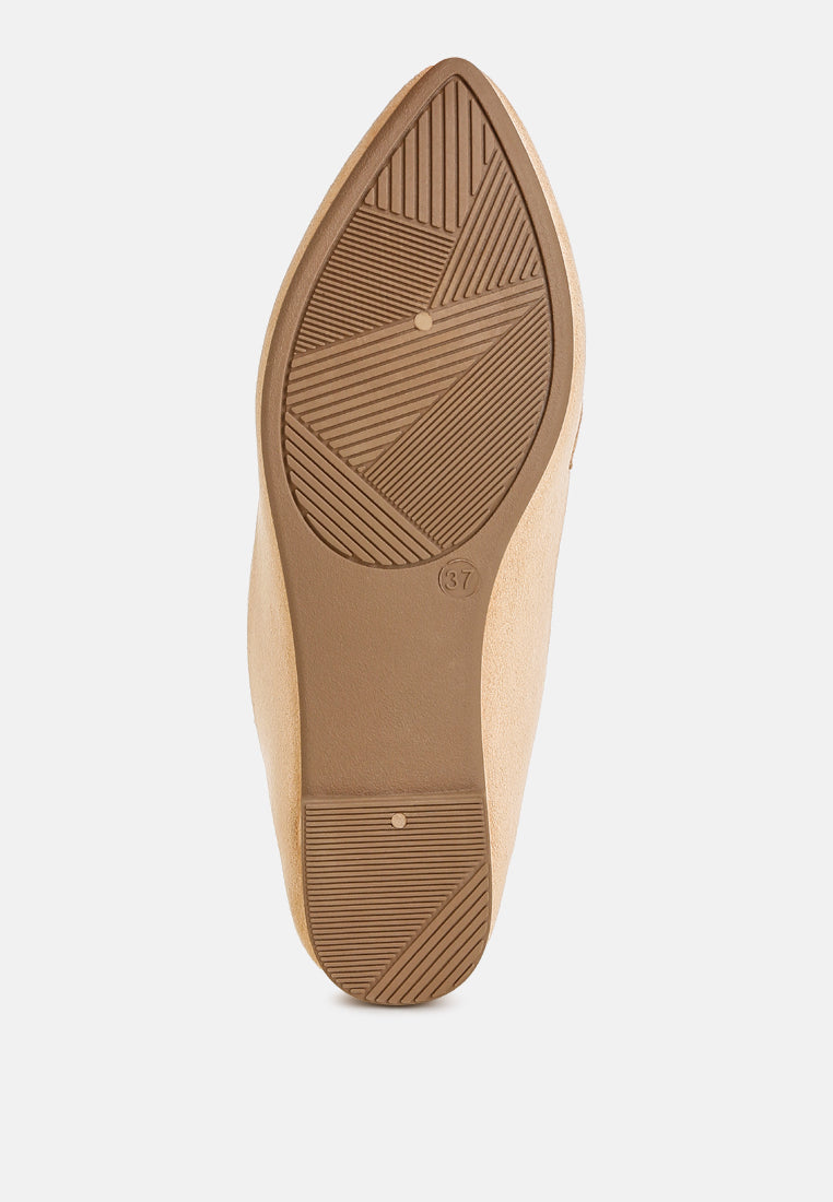 Beige loafer outsole tread with textured patterns and heel grip