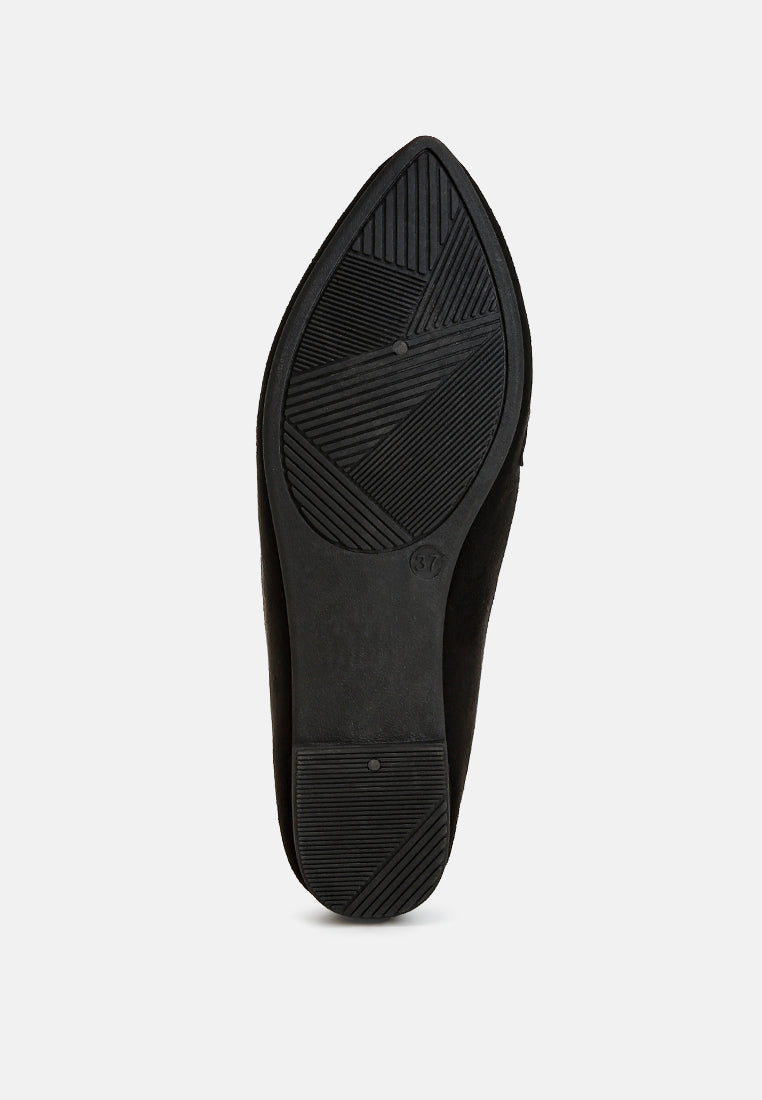 Black outsole view of flexible loafer with textured traction pattern