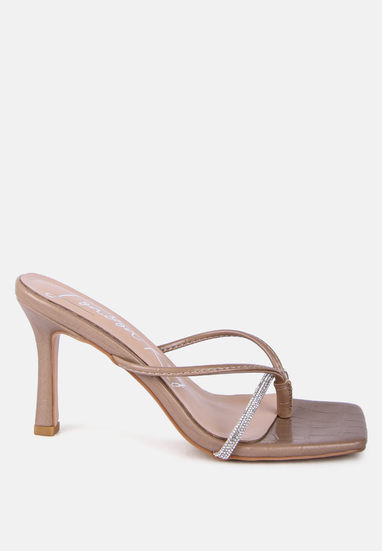 Fetish Croc Rhinestone Strap Sandals - Tigbul's Variety Fashion Shop