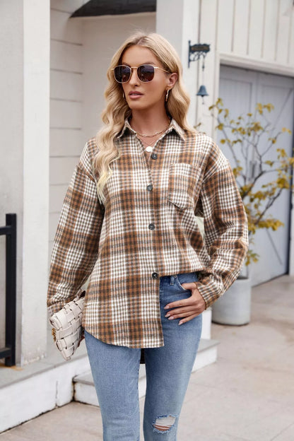 Casual Plaid Long Sleeve Shirt - Tigbul's Variety Fashion Shop
