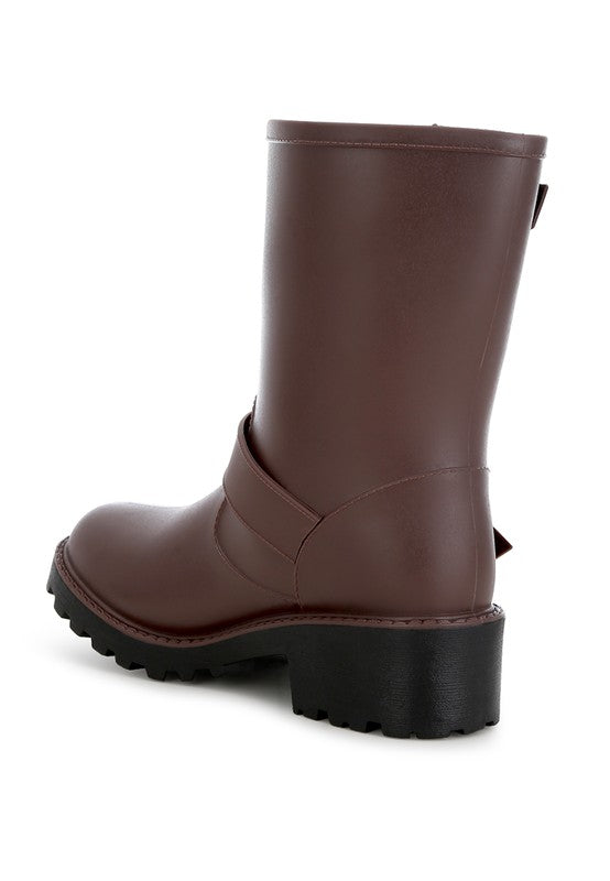 Anong Harness Detail Calf Rain Boots - Tigbul's Variety Fashion Shop