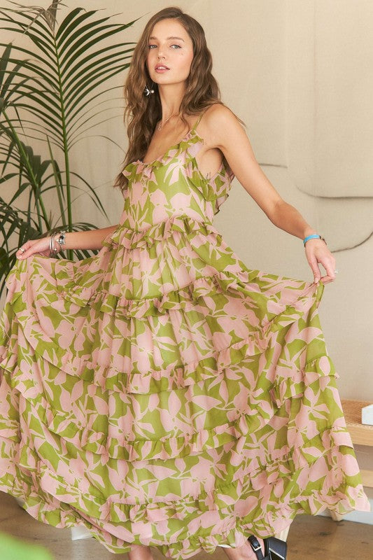 Ruffled Tiered Scoop Neck Cami Dress - Tigbul's Variety Fashion Shop