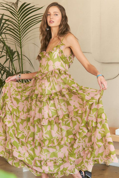 Ruffled Tiered Scoop Neck Cami Dress - Tigbul's Variety Fashion Shop