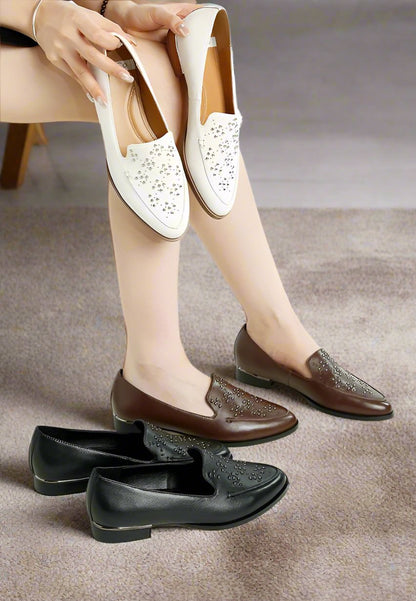 Gabassi Studded Genuine Leather Loafers - Tigbul's Variety Fashion Shop