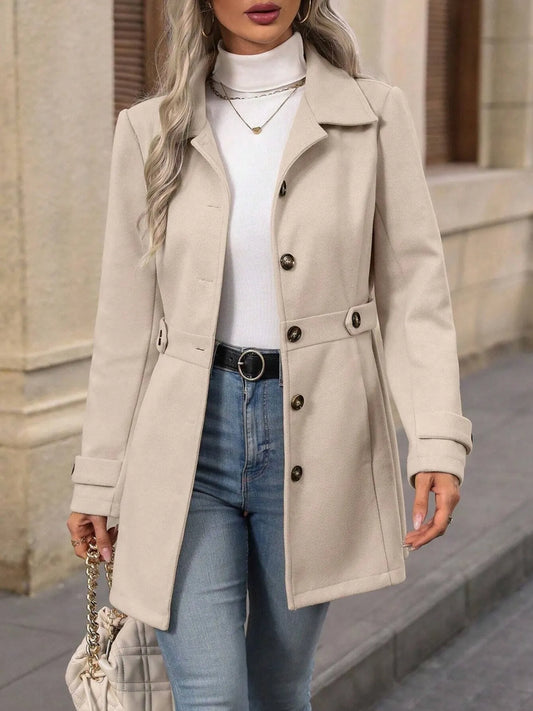 Button Up Long Sleeve Coat - Tigbul's Variety Fashion Shop