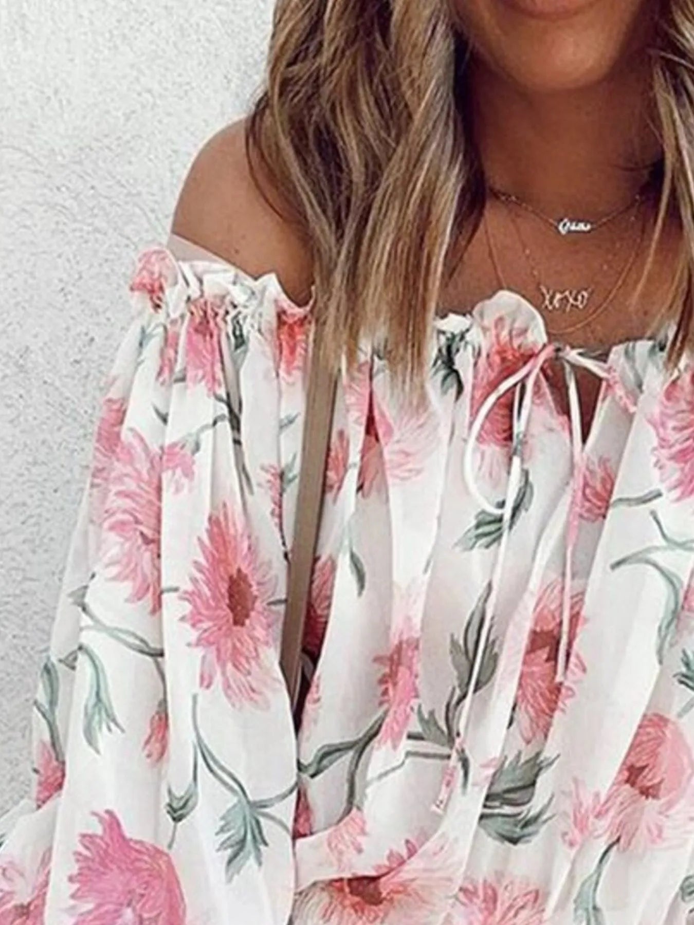 Off-Shoulder Floral Print Blouse - Tigbul's Variety Fashion Shop
