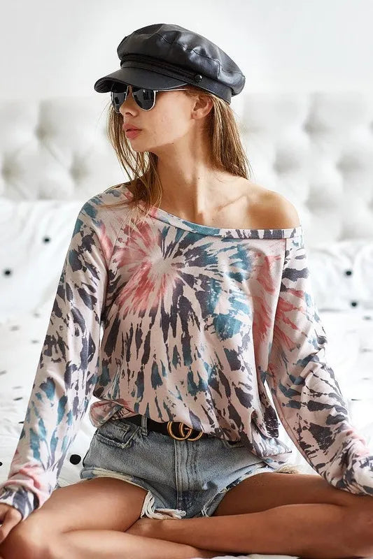 Tie Dye Terry Knit Terry Top - Tigbul's Variety Fashion Shop