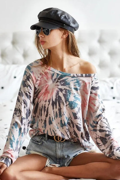 Tie Dye Terry Knit Terry Top - Tigbul's Variety Fashion Shop