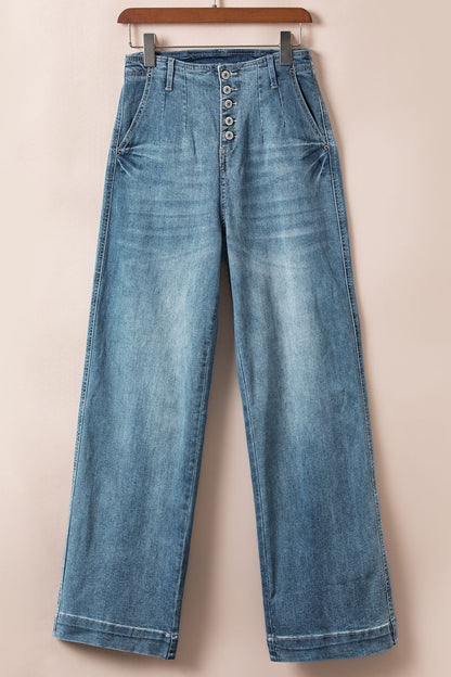Button Fly High Waist Jeans - Tigbul's Variety Fashion Shop
