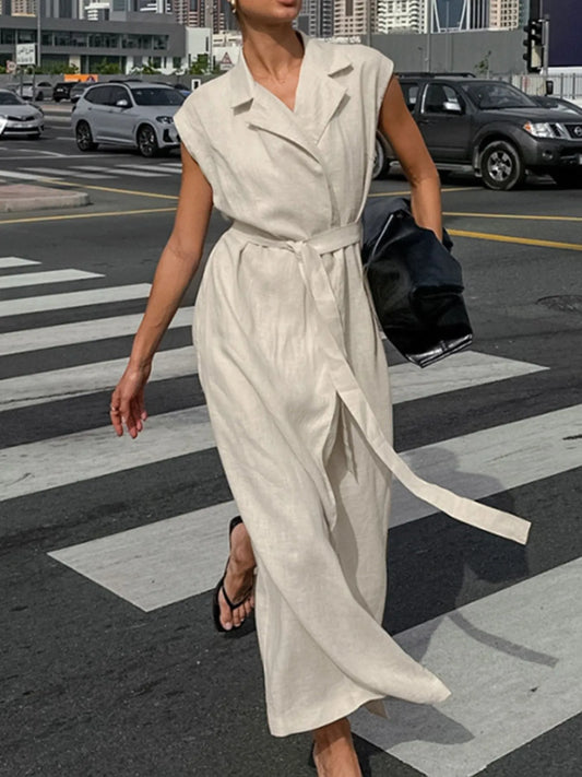 Tie Waist Cap Sleeve Maxi Dress - Tigbul's Variety Fashion Shop