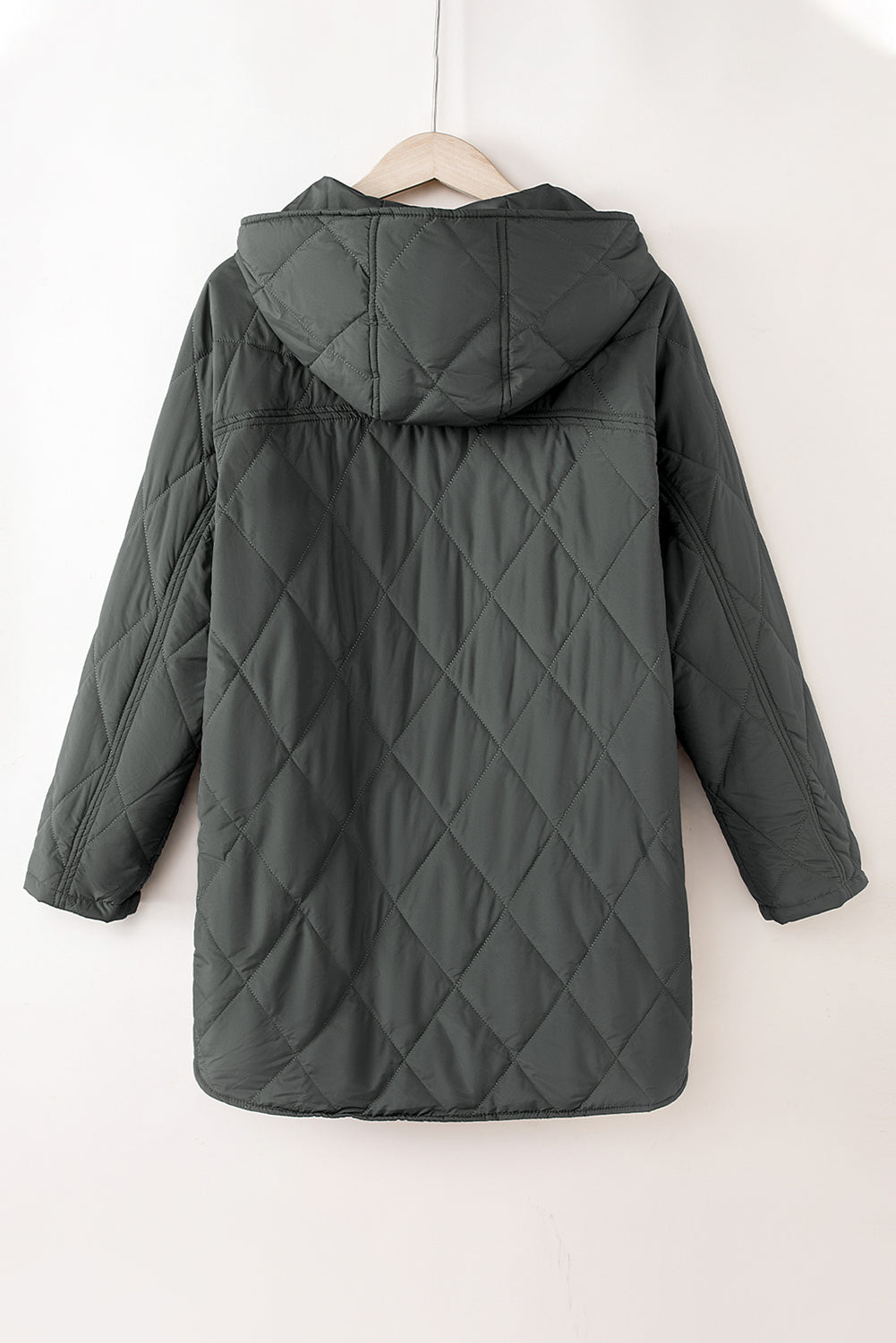 Snap Down Long Sleeve Quilted Winter Coat - Tigbul's Variety Fashion Shop