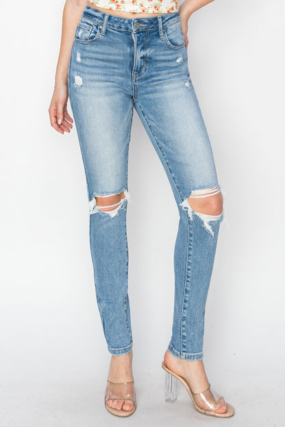 Risen Full Size High Rise Knee Distressed Skinny Jeans - Tigbul's Variety Fashion Shop