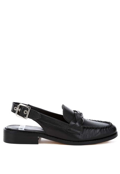 Jemykin Black Genuine Leather Loafer Sandals - Tigbul's Variety Fashion Shop