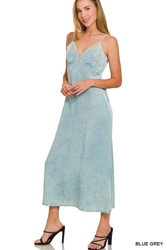 Tencel Mineral Washed Maxi Dress - Tigbul's Variety Fashion Shop