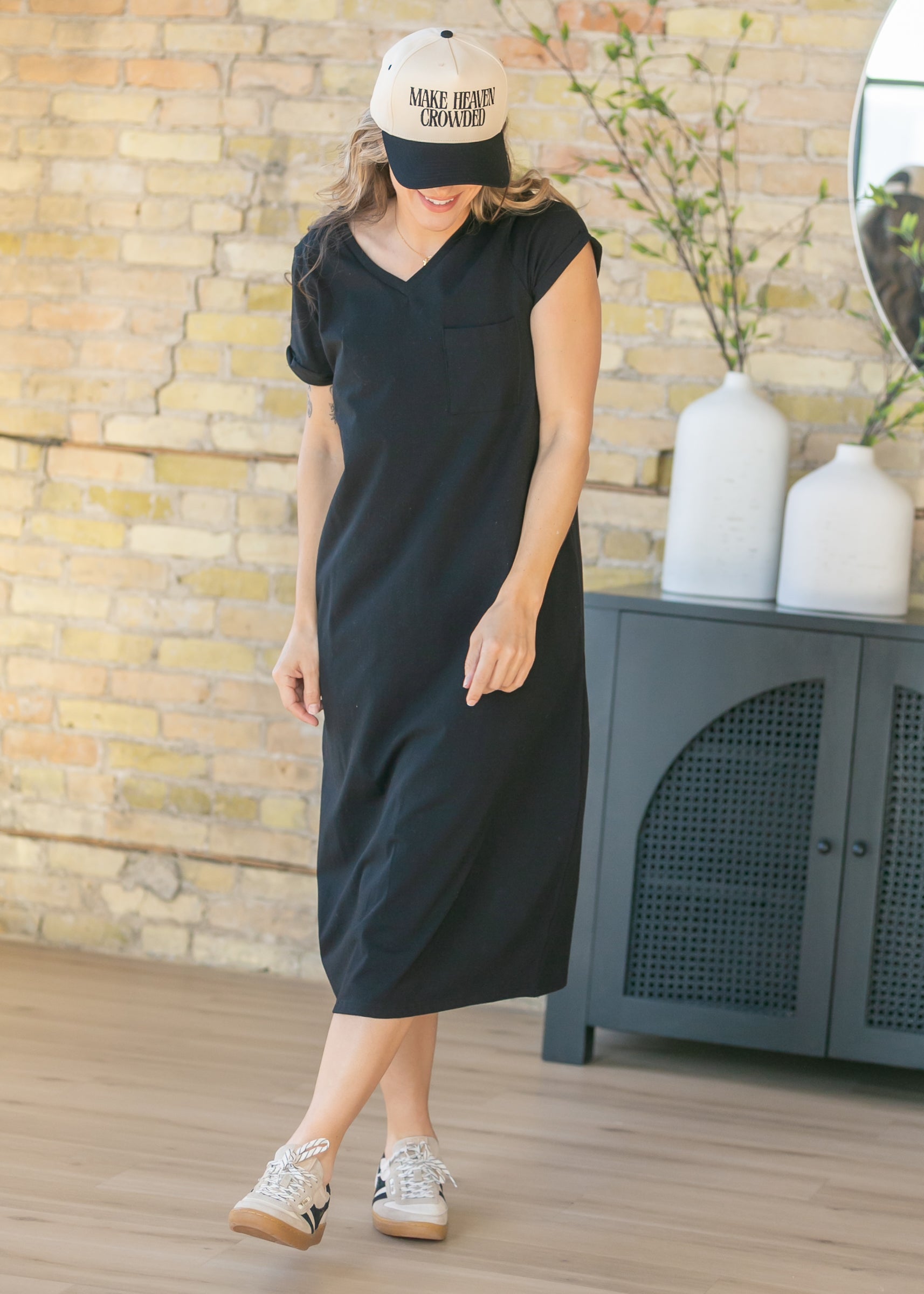 Finley V-neck T-shirt Dress - Tigbul's Variety Fashion Shop