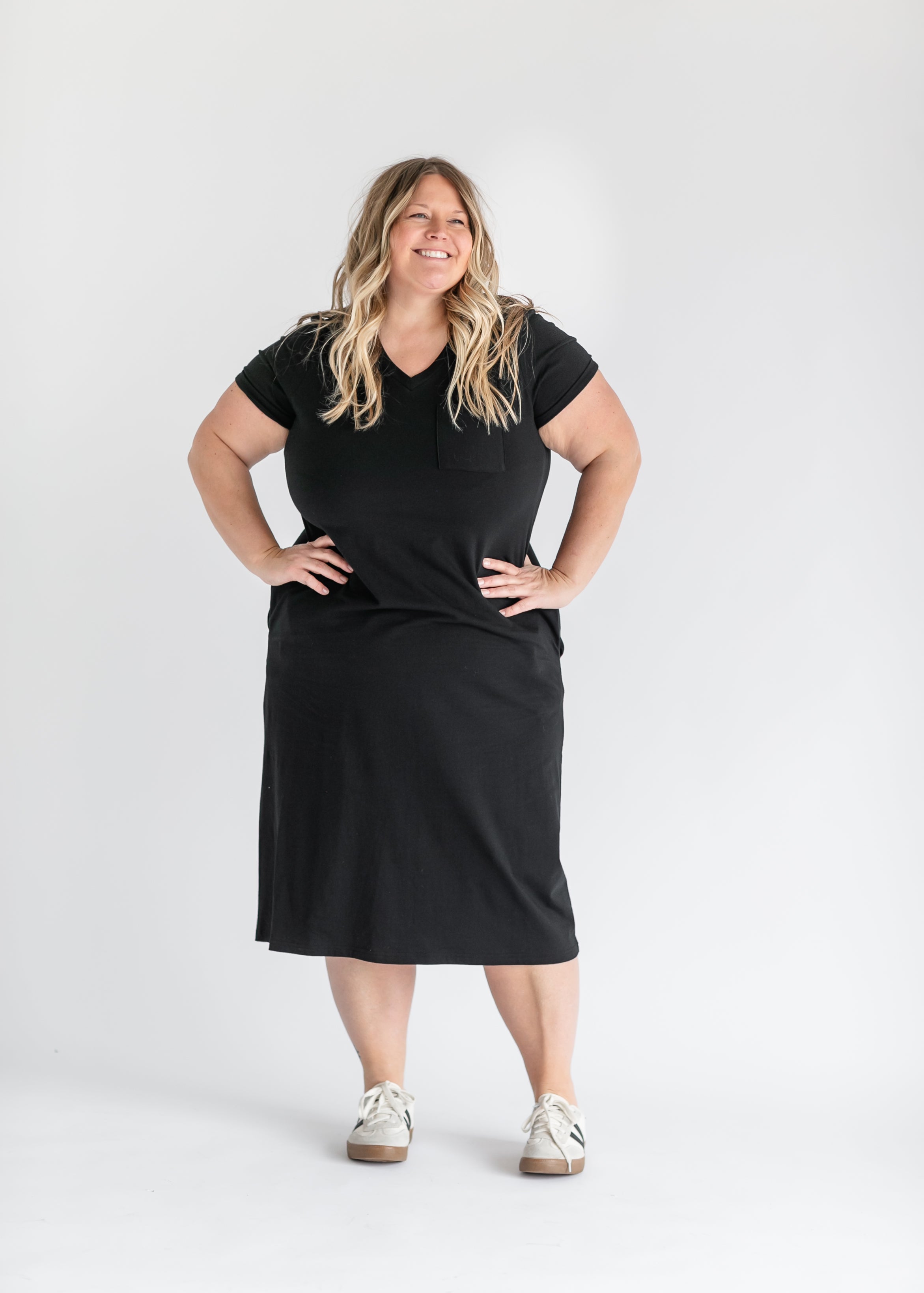 Finley V-neck T-shirt Dress - Tigbul's Variety Fashion Shop