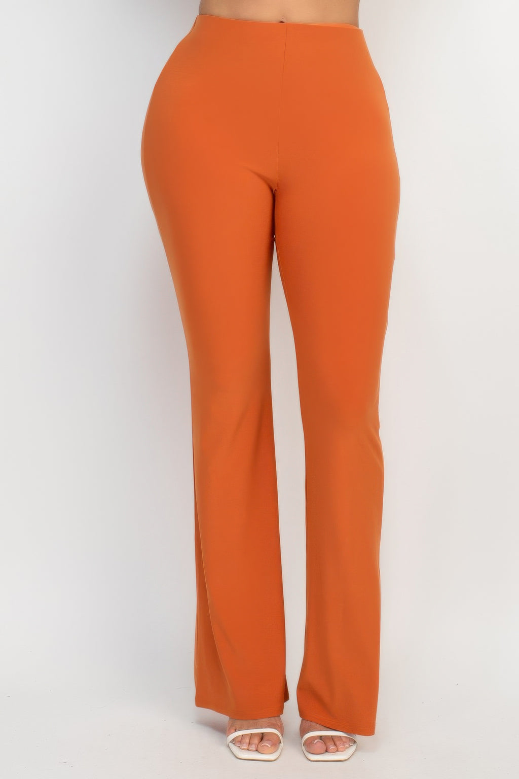 Spice fit-and-flare casual pants with elastic waist and wide straight legs