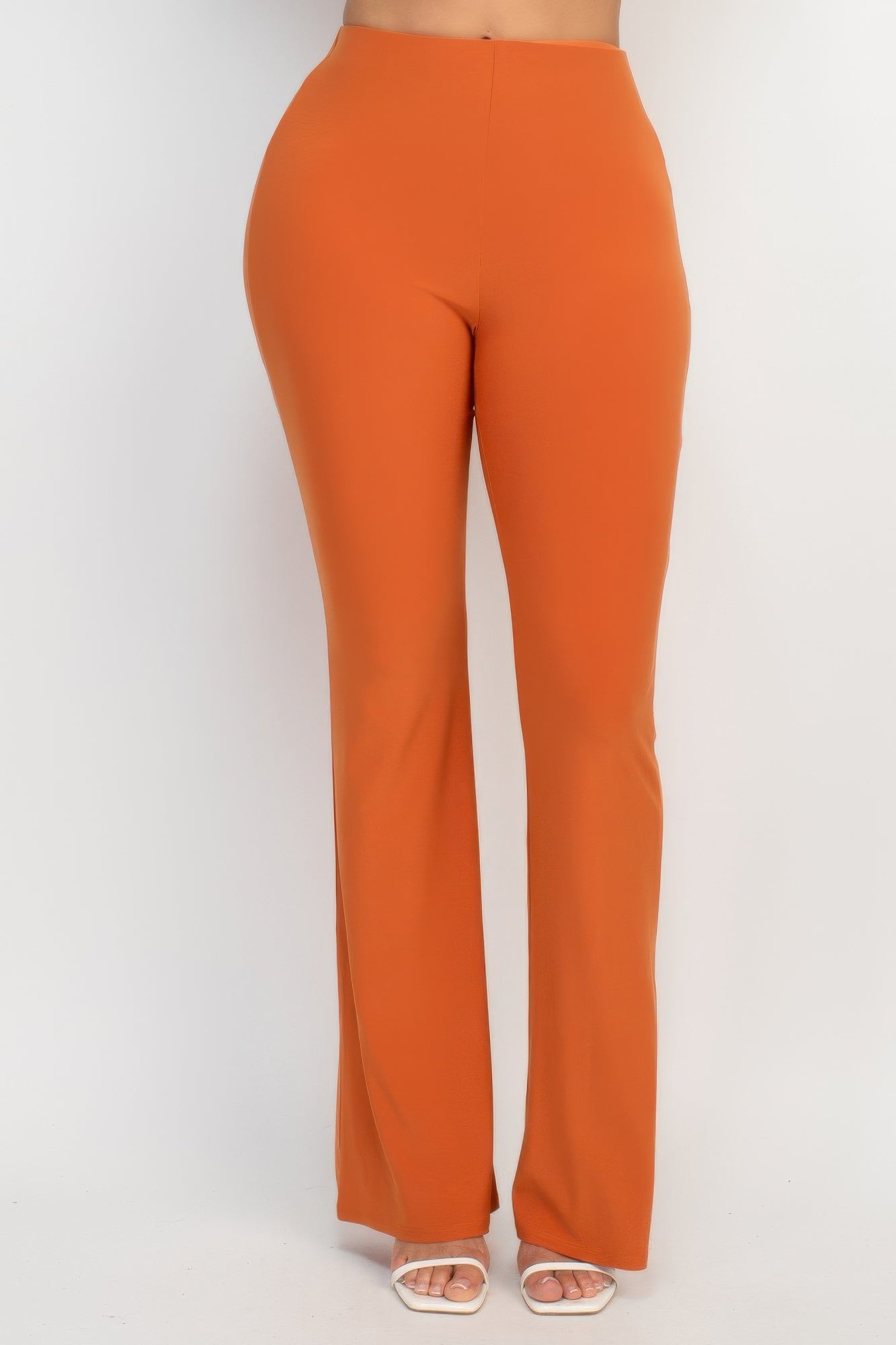 Spice fit-and-flare casual pants with elastic waist and wide straight legs