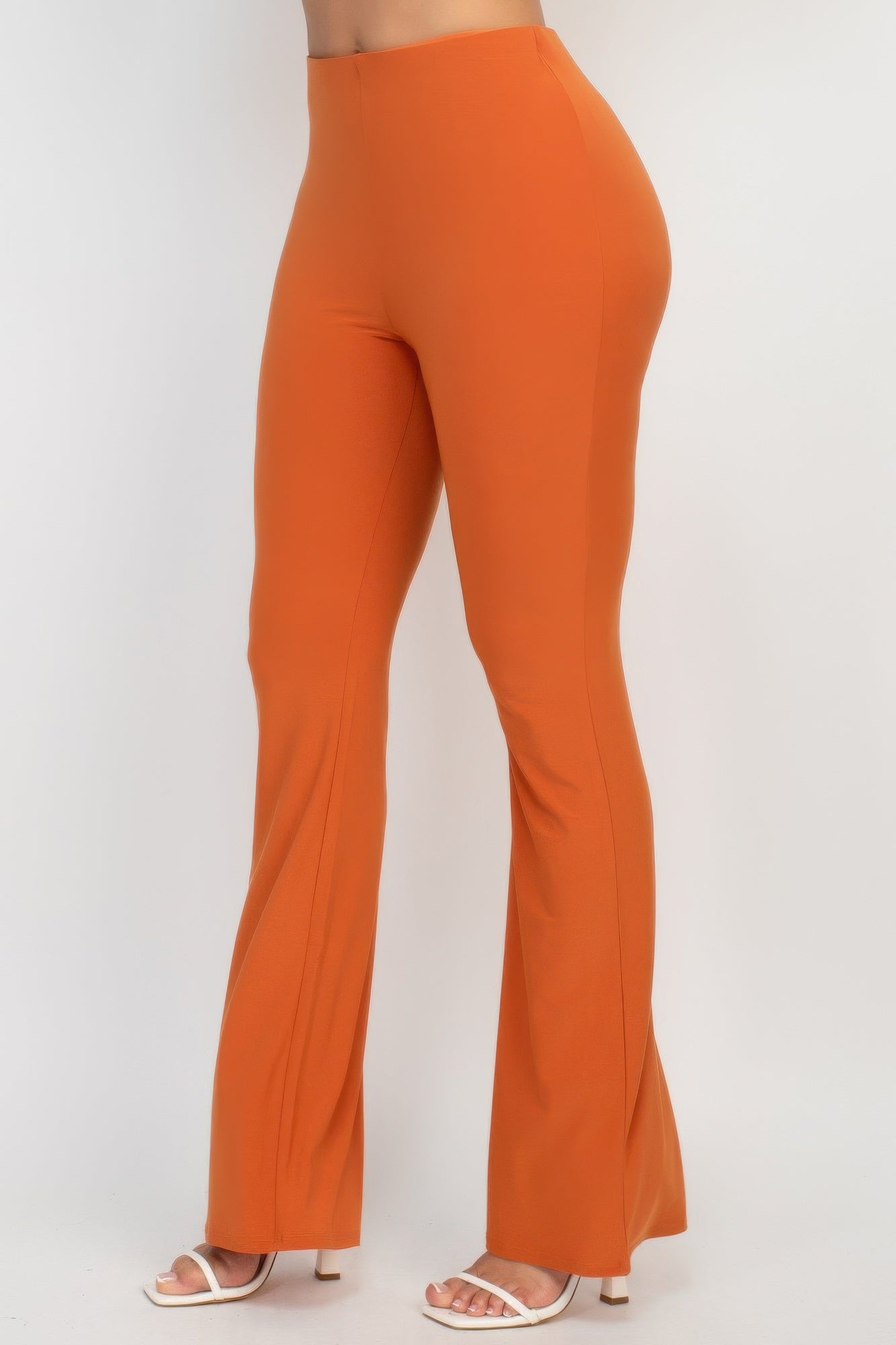 Spice fit-and-flare casual pants shown from the side, flared wide-leg style