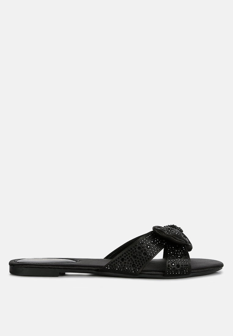 Fleurette Bow Flat Sandals - Tigbul's Variety Fashion Shop
