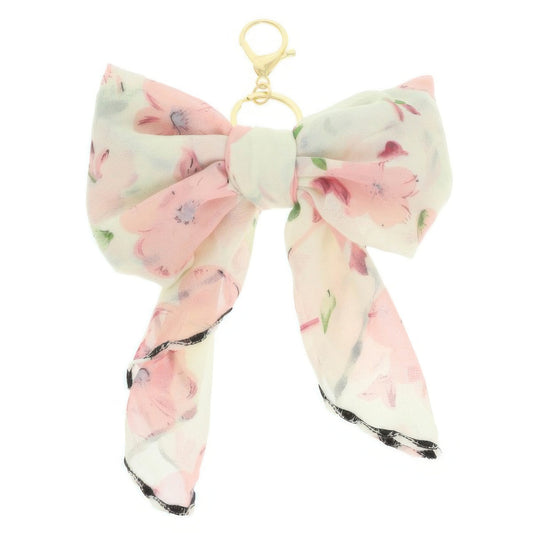 Floral Theme Scarf Bow Bag Charm Keychain - Tigbul's Variety Fashion Shop