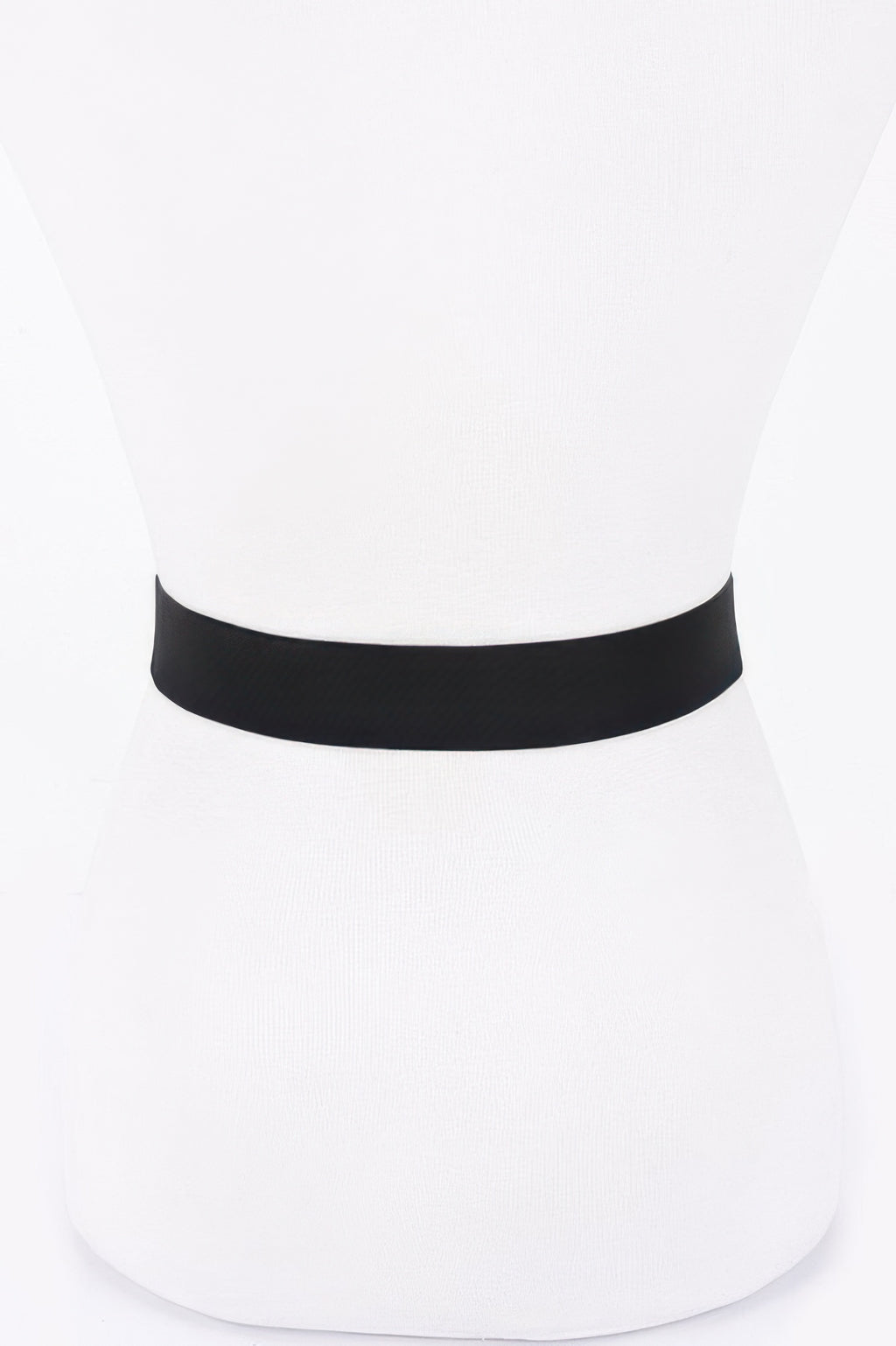 Black elastic ribbon belt, simple smooth band around the waist