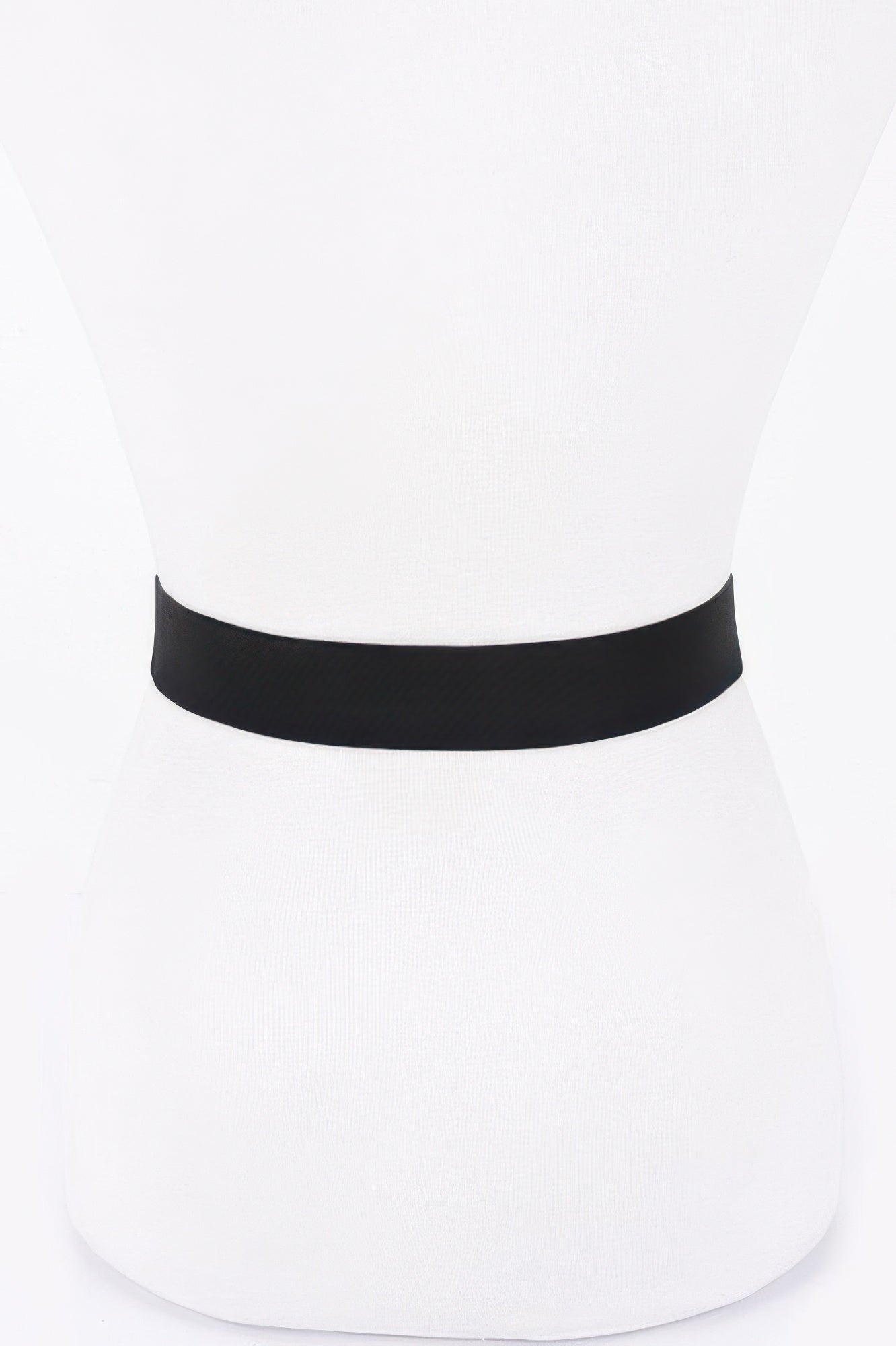 Black elastic ribbon belt, simple smooth band around the waist