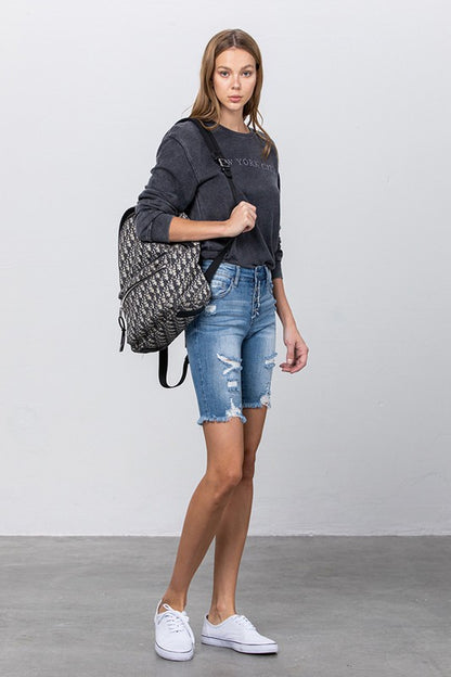 Frayed Raw Hem Ripped Bermuda Shorts - Tigbul's Variety Fashion Shop