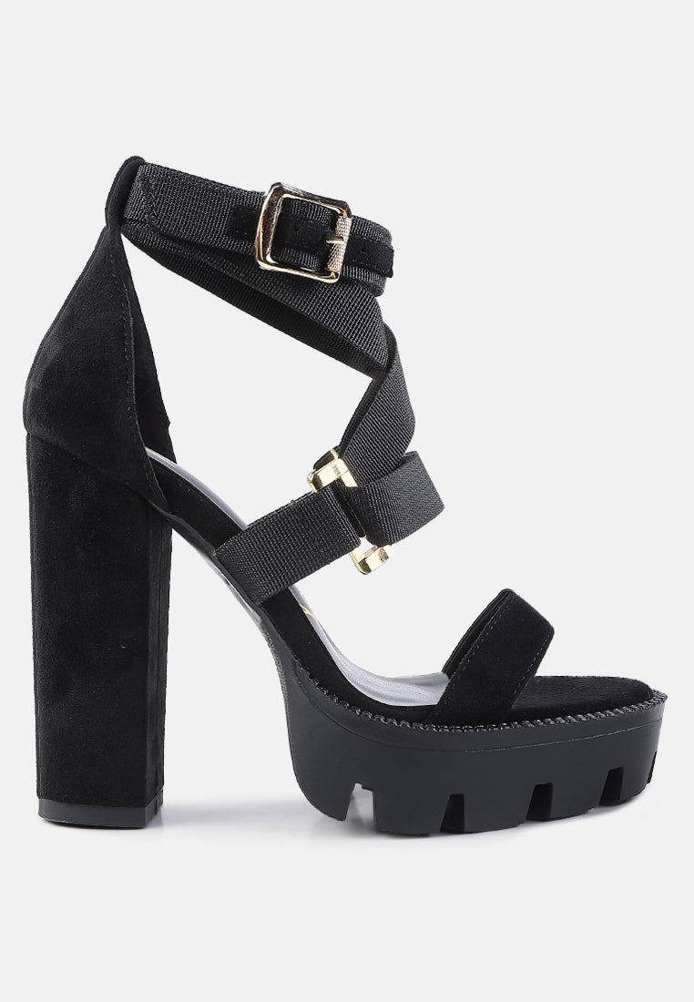 Fresh Daisy Harness Straps Block Heel Sandals - Tigbul's Variety Fashion Shop