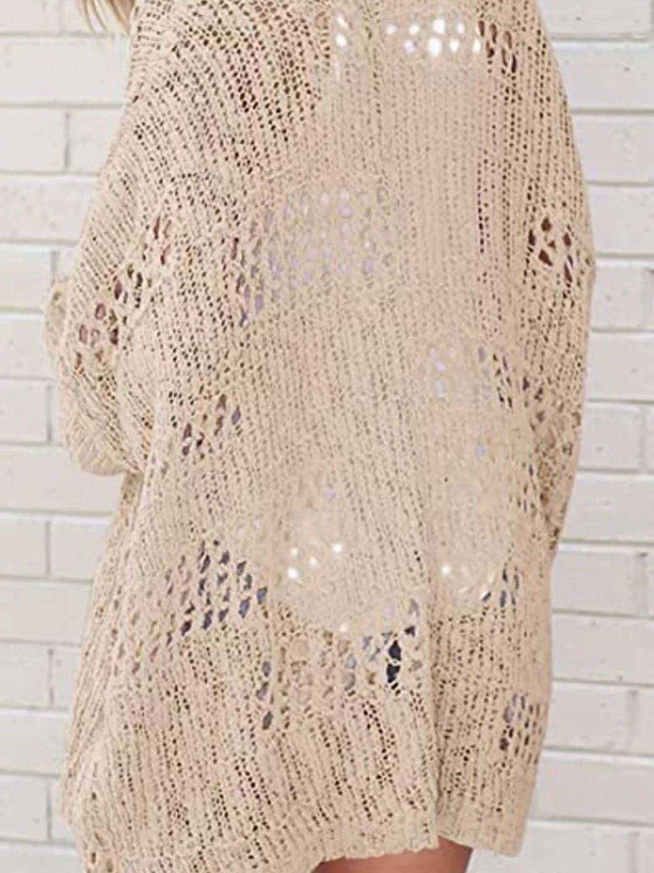 Full Size Openwork Open Front Lightweight Cardigan Plus Size - Tigbul's Variety Fashion Shop