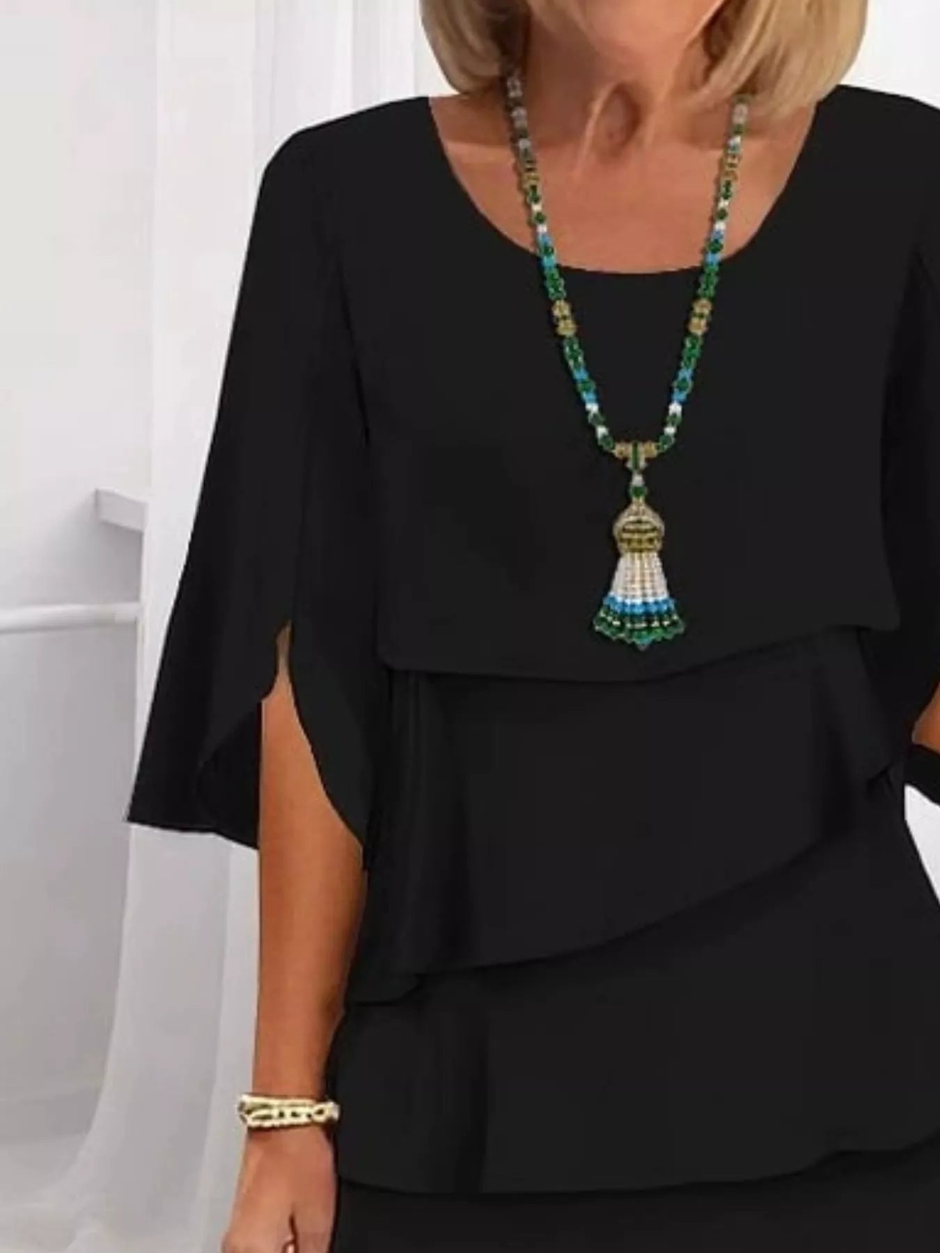 Full Size Ruffled Layered Flutter Sleeve Dress Plus Size - Tigbul's Variety Fashion Shop