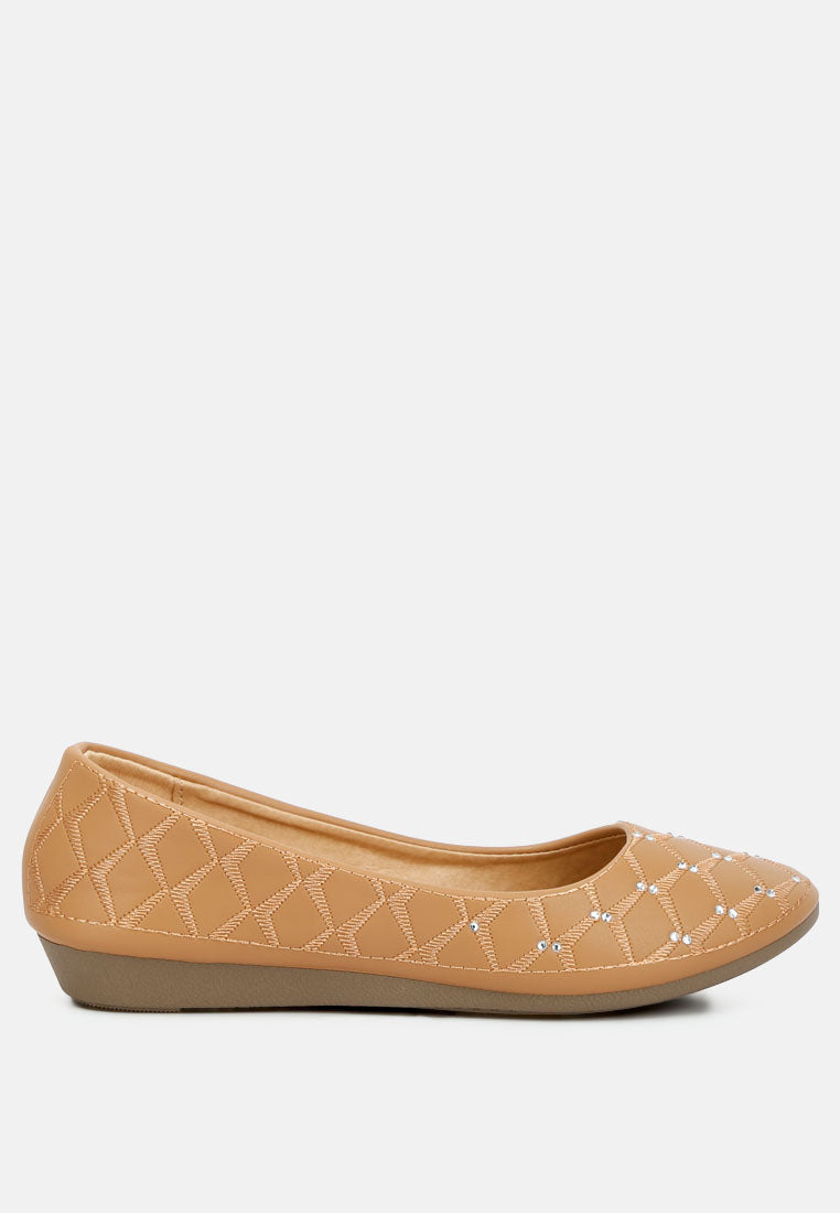 Gia Rhinestone Embellished Women'S Ballerinas - Tigbul's Variety Fashion Shop