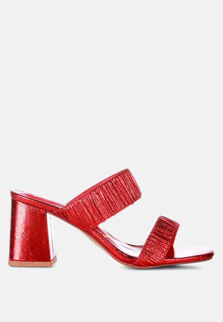 Giblet Metallic Slip On Block Heels - Tigbul's Variety Fashion Shop