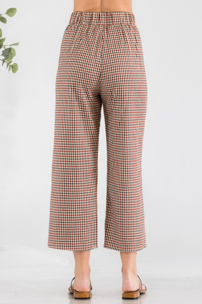 Gingham High Waist Pants - Tigbul's Variety Fashion Shop