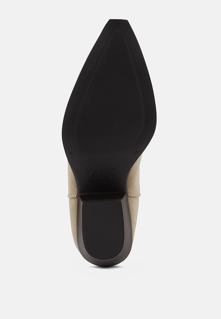 Close-up of a shoe sole with a pointed toe on a white background